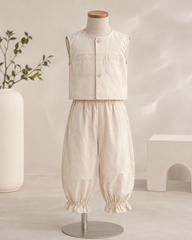 Beige Safari Pocket Girls Co-Ord Set