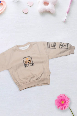 Teddy Patch Beige Sweatshirt