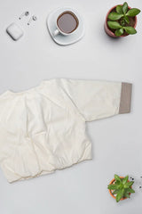 Cream Checkered Patch Jacket
