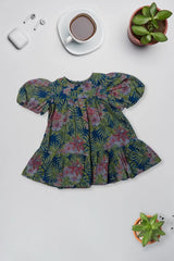 Tropical Floral Puff Sleeve Dress