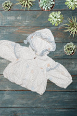 Sky Blue Heart Floral Hooded Jacket