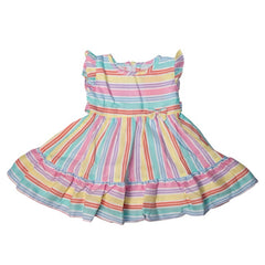 Rainbow Stripe Ruffle Dress