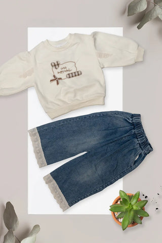 Cute Happy Girl Denim Set