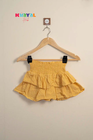 Mustard Smocked Ruffle Skirt For Girls