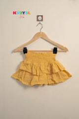 Mustard Smocked Ruffle Skirt For Girls