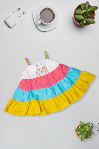 Rainbow Bunny Tiered Dress