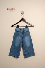 Blue Wide-Leg Denim Pants For Girls