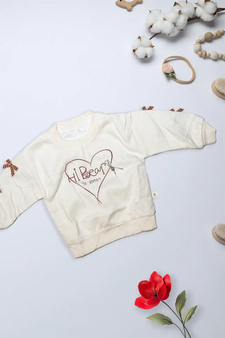 Heart Bow Cream Sweatshirt