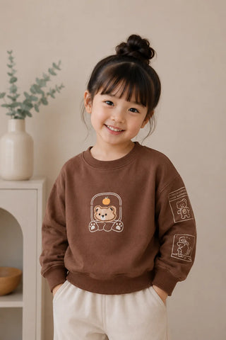 Bear Patch Brown Sweatshirt