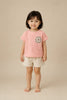 Peach Textured Flower Patch Top for Girls