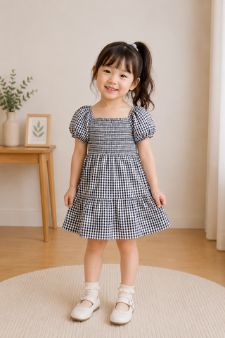 Classic Gingham Puff Sleeve Dress