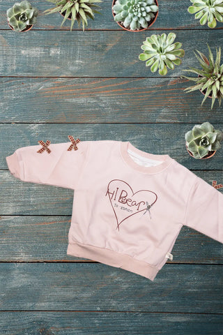 Hi Bear Ribbon Sleeve Sweatshirt