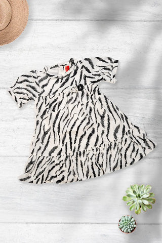 Zebra Print Frill Dress