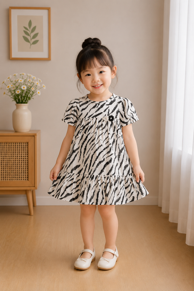 Zebra Print Frill Dress