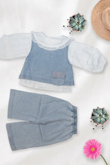 Denim Ribbon Baby Outfit Set
