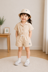 Beige Explorer Romper Set