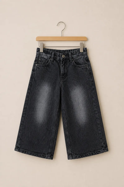 Charcoal Wash Wide-Leg Denim Pant