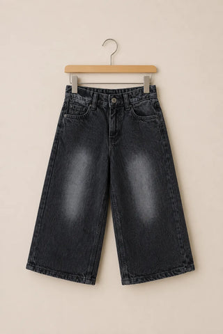Charcoal Wash Wide-Leg Denim Pant