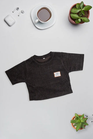 Midnight Ribbed Crop Top