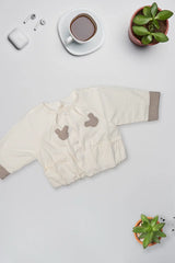 Cream Checkered Patch Jacket