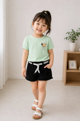 Mint Breeze Denim Shorts Set