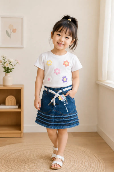 Bloom Denim Skirt Set