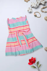 Candy Stripe Flutter Sleeve Dress