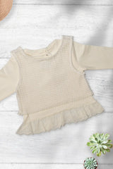 Cream Lace Layered Frock Top