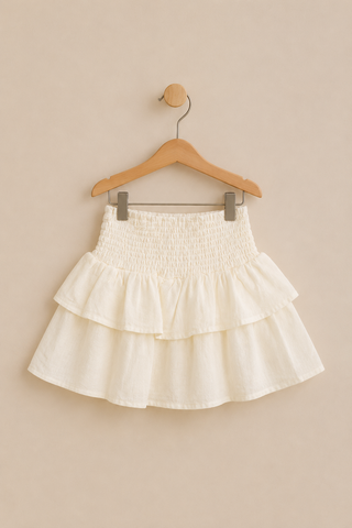 Ivory Layered Ruffle Skirt