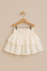 Ivory Layered Ruffle Skirt