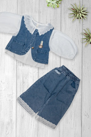 Sky Blue Denim Layered Co-ord Set