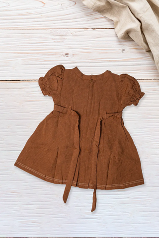Rust Daisy Puff Sleeve Dress