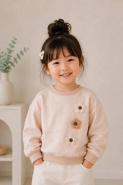 Floral Charm Beige Sweatshirt