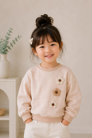 Floral Charm Beige Sweatshirt