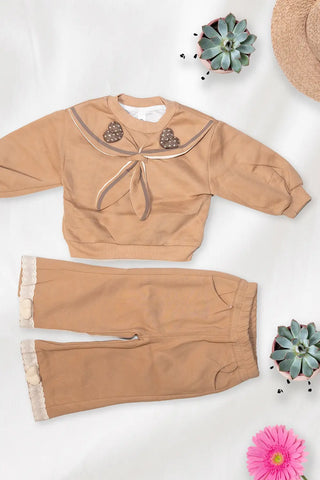 Caramel Sailor Collar Lounge Set