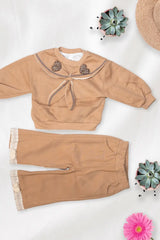 Caramel Sailor Collar Lounge Set