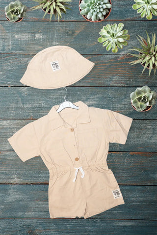 Beige Explorer Romper Set