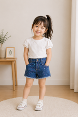 Splash Print Denim Shorts
